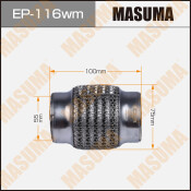 Гофра глушителя Masuma, WireMesh, 55x100мм, усиленная, 3-слойная, арт. EP-116wm