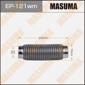 Гофра глушителя Masuma, WireMesh, 55x230мм, усиленная, 3-слойная, арт. EP-121wm