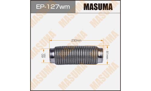 Гофра глушителя Masuma, WireMesh, 60x230мм, усиленная, 3-слойная, арт. EP-127wm