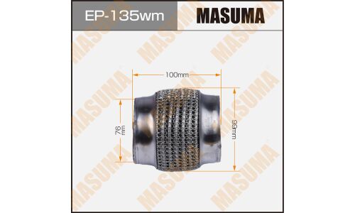 Гофра глушителя Masuma, WireMesh, 76x100мм, усиленная, 3-слойная, арт. EP-135wm