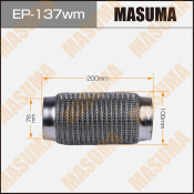 Гофра глушителя Masuma, WireMesh, 76x200мм, усиленная, 3-слойная, арт. EP-137wm