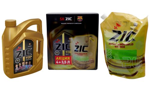 Масло моторное ZIC TOP 5w30, синтетическое, API SL, ACEA A3/B4, универсальное, 4л + незамерзайка ZIC Super Windshield Washer, -20°C, 3.5л, арт. 162681p
