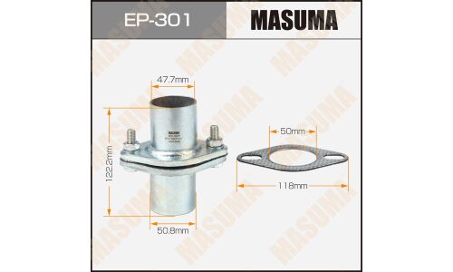 Фланцевое соединение выхлопной трубы Masuma, длина 120мм, Ø51мм, с прокладкой и крепежом, арт. EP-301
