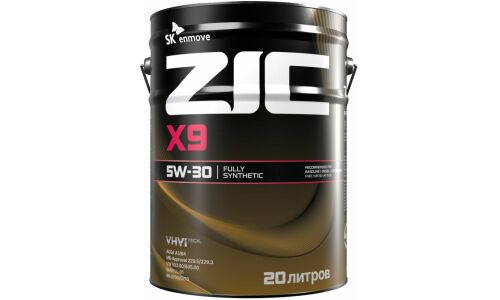 Масло моторное ZIC X9 5w30, синтетическое, API SL, ACEA A3/B3/B4, универсальное, 20л, арт. 192614
