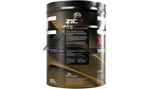 Масло моторное ZIC X9 5w30, синтетическое, API SL, ACEA A3/B3/B4, универсальное, 20л, арт. 192614