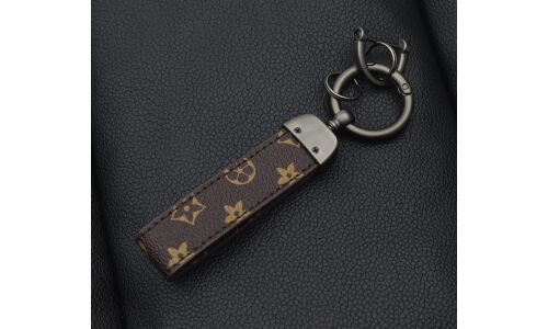 Брелок на ключи с кожаным коричневым ремешком, с узорами (с отверткой в комплекте)