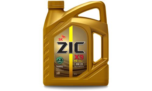 Масло моторное ZIC X9 FE 0w20, синтетическое, API SP, ILSAC GF-6A, для бензинового двигателя, 4л, арт. 162684
