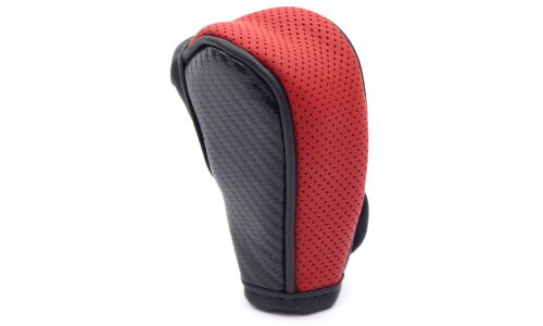 Чехол на ручку КПП, перфорированный кожзам, чёрный/красный цвет