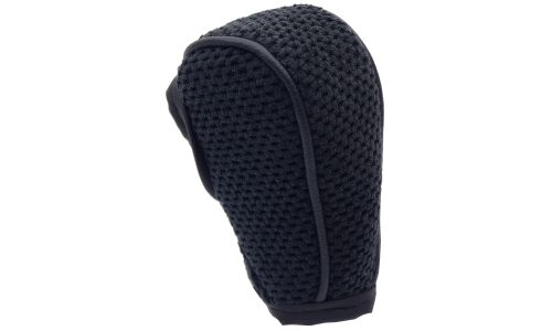 Чехол на ручку КПП, чёрная кожаная окантовка, вставки из чёрного флиса