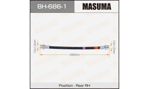 Шланг тормозной Masuma для Toyota Vitz / Yaris / Ractis, задний, правый, арт. BH-686-1