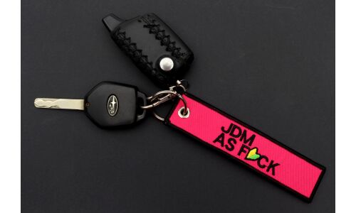 Брелок тканевый с вышивкой «JDM AS F*CK» , красный