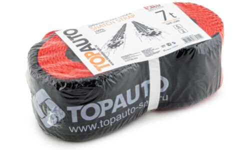 Трос буксировочный TOP AUTO, динамический, строп лента, петли, нагрузка до 7т, длина 6м, арт. ДС76