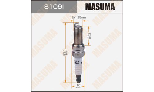 Свеча зажигания Masuma Iridium LKR7BGP-S с иридиевым электродом, арт. S109I