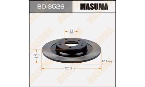 Диск тормозной Masuma, задний, правый/левый, для Mitsubishi ASX / Outlander, 1 шт, арт. BD-3526