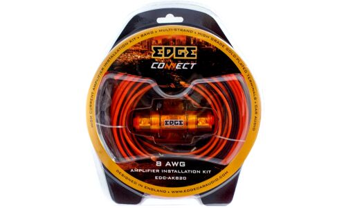 Комплект проводов для 2-канального усилителя EDGE EDC-AK820, силовой (8AWG), заземляющий (8AWG), акустический (18AWG), управляющий (18AWG) и межблочный кабели, держатель с предохранителем Mini ANL 40А, клеммы (8AWG)