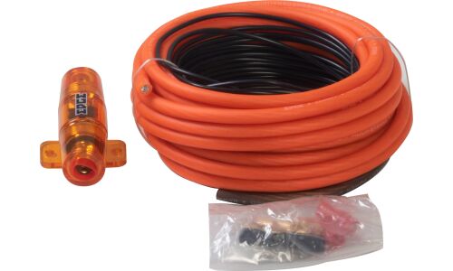 Комплект проводов для усилителя EDGE EDC-PK800, силовой (8AWG) и управляющий (18AWG) кабели, держатель с предохранителем Mini ANL 40А, клеммы (8AWG)