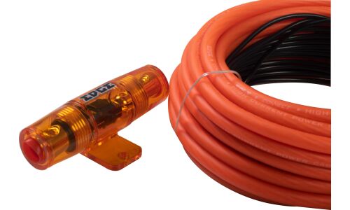 Комплект проводов для усилителя EDGE EDC-PK800, силовой (8AWG) и управляющий (18AWG) кабели, держатель с предохранителем Mini ANL 40А, клеммы (8AWG)