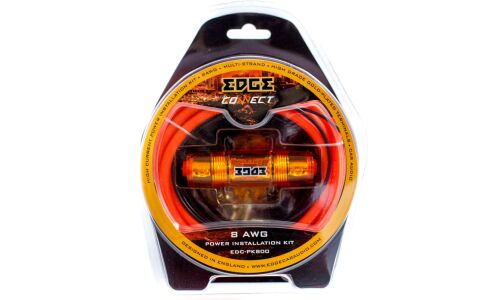 Комплект проводов для усилителя EDGE EDC-PK800, силовой (8AWG) и управляющий (18AWG) кабели, держатель с предохранителем Mini ANL 40А, клеммы (8AWG)