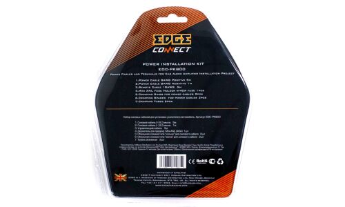Комплект проводов для усилителя EDGE EDC-PK800, силовой (8AWG) и управляющий (18AWG) кабели, держатель с предохранителем Mini ANL 40А, клеммы (8AWG)
