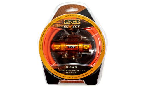 Комплект проводов (медь) для усилителя EDGE EDC-PK806, силовой (8AWG) и управляющий (18AWG) кабели, держатель с предохранителем Mini ANL 40А, клеммы (8AWG)