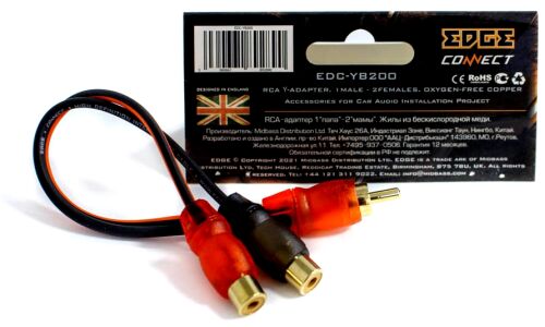 Межблочный кабель-разветвитель EDGE EDC-YB200, Y-образный, RCA (M) – 2xRCA (F)
