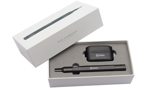 Отвёртка со сменными вставками (битами) SATA Pen, длина стержня 158мм, посадочный размер HEX4мм, наконечники SL/PH/Torx/TR/HEX/Star/TP/TA/Spanner, 25 предметов, арт. 05108