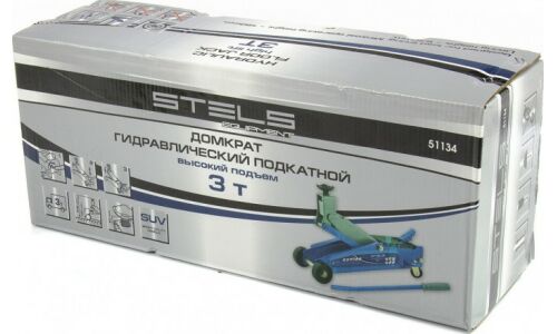 Домкрат гидравлический подкатной STELS, 3000кг, подъём 190–536мм, арт. 51134