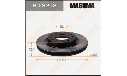 Диск тормозной Masuma, передний, правый/левый, для Mitsubishi Pajero, 1 шт, арт. BD-3213