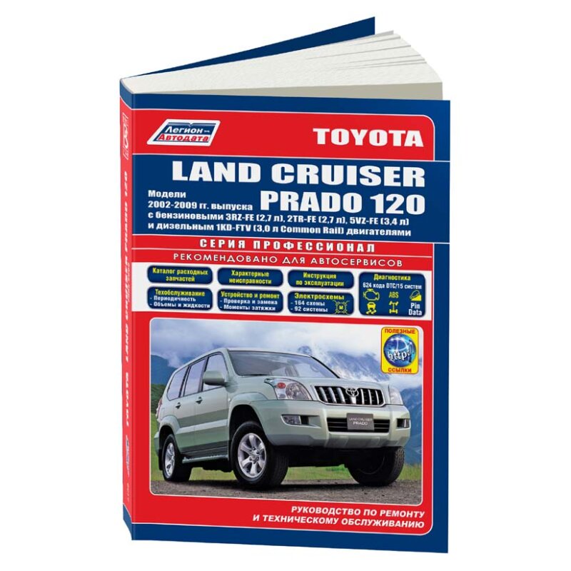 

Руководство по эксплуатации, техническому обслуживанию и ремонту TOYOTA LAND CRUISER PRADO 120 (2002-2009 гг.), с бензиновым двигателем