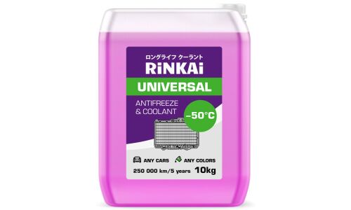Антифриз Rinkai Universal Antifreeze & Coolant, G12++, розовый, -50°C, 10кг, арт. AFV10