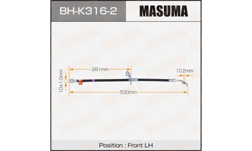 Шланг тормозной Masuma для KIA Optima III, передний, левый, арт. BH-K316-2