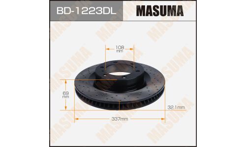 Диск тормозной Masuma перфорированный, передний, левый, для Toyota Land Cruiser Prado, 1 шт, арт. BD-1223DL