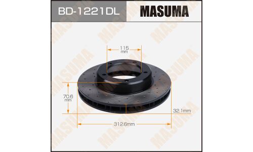 Диск тормозной Masuma перфорированный, передний, левый, для Toyota Land Cruiser, 1 шт, арт. BD-1221DL