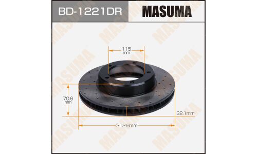 Диск тормозной Masuma перфорированный, передний, правый, для Toyota Land Cruiser, 1 шт, арт. BD-1221DR