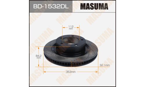 Диск тормозной Masuma перфорированный, передний, левый, для Toyota Sequoia, 1 шт, арт. BD-1532DL