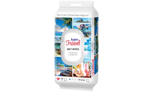 Салфетки влажные Salfeti Travel, универсальные, пакет с клапаном 120 шт