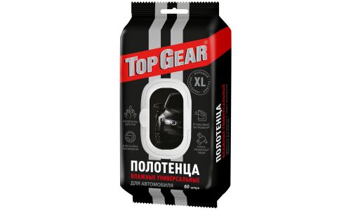 Полотенца влажные Top Gear, универсальные, пакет с клапаном 60 шт, арт. 72748