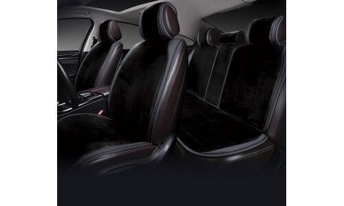 Накидки Autopremier Crown для передних и задних сидений, искусственный мех и экокожа, черный цвет, 4 предмета