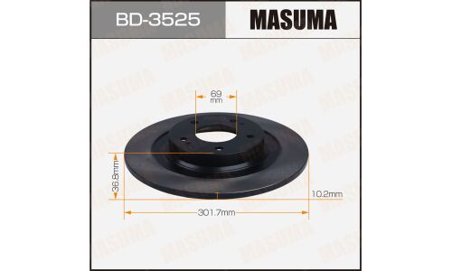 Диск тормозной Masuma, задний, правый/левый, для Mitsubishi ASX / Outlander / RVR / Eclipse Cross, 1 шт, арт. BD-3525