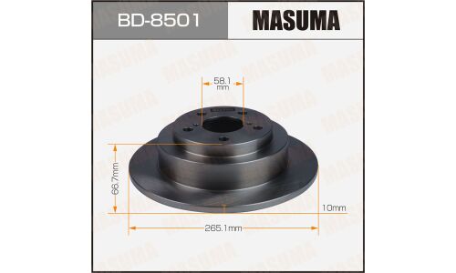 Диск тормозной Masuma, задний, правый/левый, для Subaru Forester / Impreza, 1 шт, арт. BD-8501