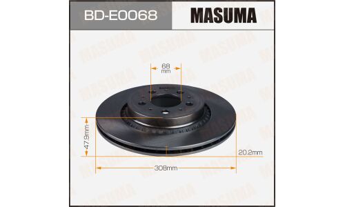 Диск тормозной Masuma, задний, правый/левый, для Volvo XC90, 1 шт, арт. BD-E0068