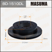 Диск тормозной Masuma перфорированный, задний, левый, для Toyota Land Cruiser, 1 шт, арт. BD-1510DL
