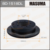 Диск тормозной Masuma перфорированный, задний, левый, для Toyota Land Cruiser, 1 шт, арт. BD-1518DL