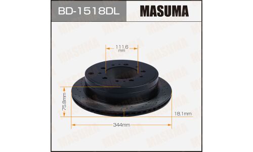 Диск тормозной Masuma перфорированный, задний, левый, для Toyota Land Cruiser, 1 шт, арт. BD-1518DL