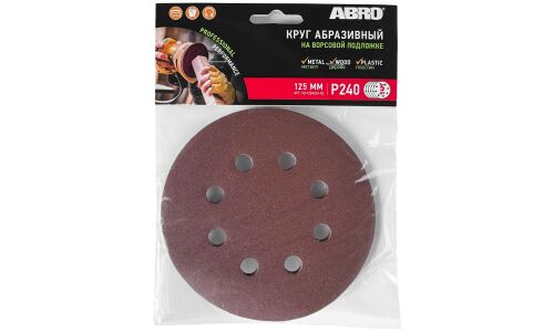 Круг абразивный на ворсовой подложке ABRO 240 (125мм*5штук) (1/200)