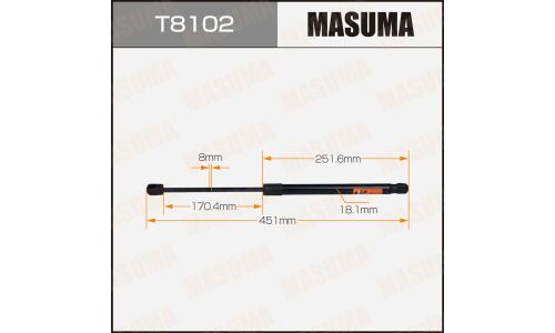 Упор газовый багажника MASUMA, L= 451mm (1/40)