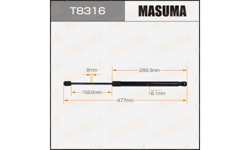 Упор газовый багажника MASUMA, L=477mm  (1/40)