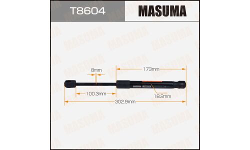 Упор газовый багажника MASUMA, L=302.9mm (1/40)