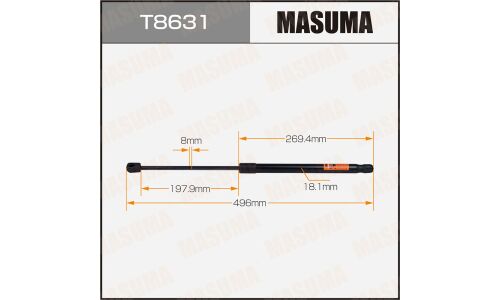 Упор газовый багажника MASUMA, L=496mm (1/40)