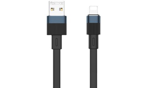 Кабель для мобильных устройств Remax Elastic Aliminium Data Cable, с USB на Lightning, 2.4А, 1м, чёрный, арт. RC-C001 A-L